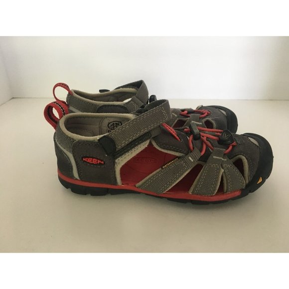 Keen Seacamp II Shoes Sandals Waterproof Big Kids Size 2 Boys Girls Gray Red - Picture 3 of 7